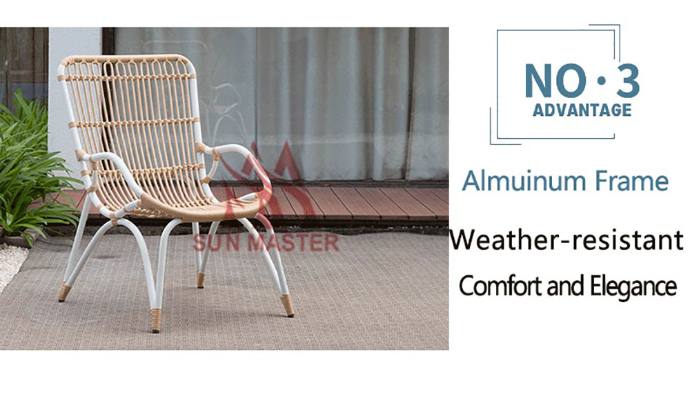 Chaiselongue für den Außenbereich, Metallmöbel, Terrasse, synthetisches Rattan, Seilgeflecht, Liegestuhl mit Ottomane für Garten, Pool, Strand (8)