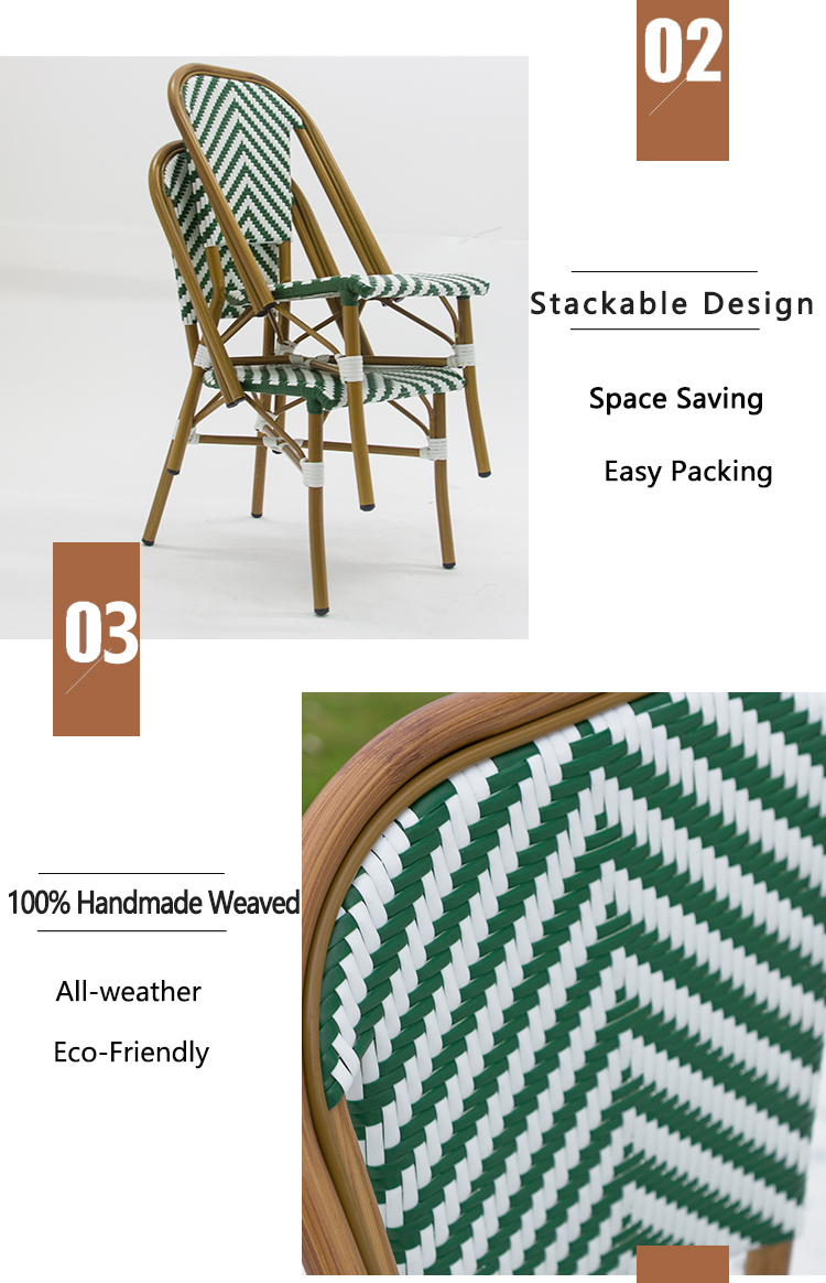 Rattan Wicker mwenyekiti stackable